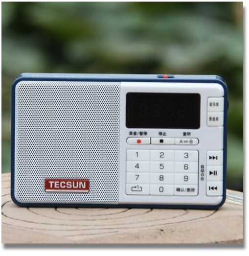 TECSUN Q3


Power Sources: 3.7V lithium battery (not included); DC 5V (250mA) external charger (not included)
 
Unit size: 103 x 62 x 23 mm (W x H x D)
 
Accessories: carrying strap, USB cable, line-in audio cable, English manual